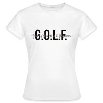 G.O.L.F. - God offers love & forgiveness. - Women's T-Shirt - white - Front - AI Model Female 172 dark (172cm)