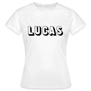 Nom - Lucas - T-shirt Femme - blanc - Devant - AI Model Female 172 dark (172cm)