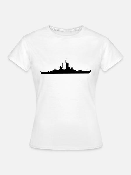 Vector Navy Kriegsschiff Silhouette - Frauen T-Shirt - Weiß