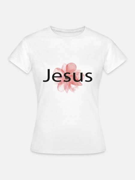 Jésus, Jésus Nom Fleurs - T-shirt Femme - blanc