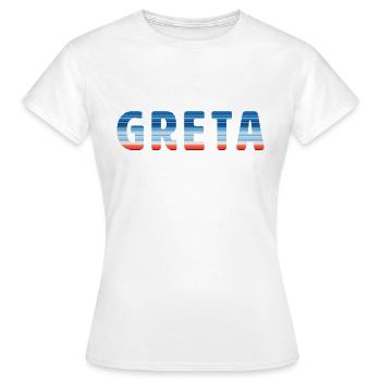 Warming Stripes | Greta - Frauen T-Shirt - Weiß - Vorne - AI Model Female 172 dark (172cm)