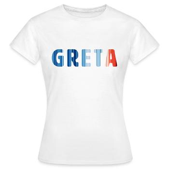 Greta | Warming Stripes - Frauen T-Shirt - Weiß - Vorne - AI Model Female 172 dark (172cm)