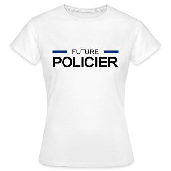 Future policier - T-shirt Femme - blanc - Devant - AI Model Female 172 dark (172cm)