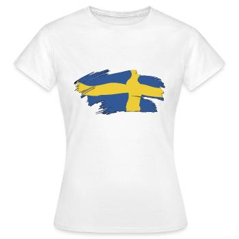 swedish flag brushstrokes - Women's T-Shirt - white - Front - AI Model Female 172 dark (172cm)