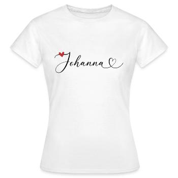 Johanna Nom Prénom Calligraphie coeur - T-shirt Femme - blanc - Devant - AI Model Female 172 dark (172cm)