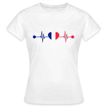 Herzschlag Franzose Frankreich - Frauen T-Shirt - Weiß - Vorne - AI Model Female 172 dark (172cm)