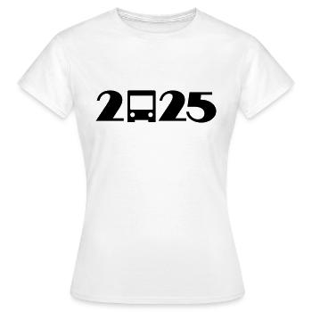 Bus, Voyage, Vacances, Voyage scolaire 2025 - T-shirt Femme - blanc - Devant - AI Model Female 172 dark (172cm)