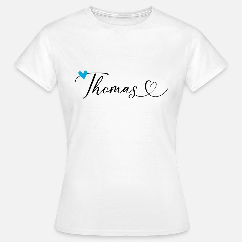 Thomas Cognome Nome Calligrafia Cuore - Maglietta da donna - bianco