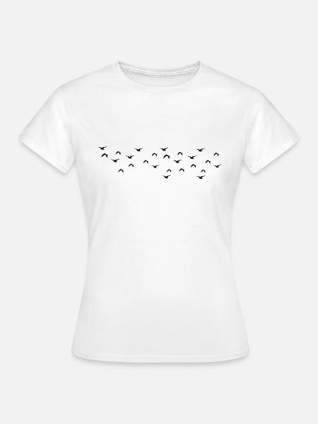 Vogelschwarm - Frauen T-Shirt - Weiß
