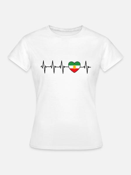 Kurde Heartbeat I Love Kurdistan Heartbeat Fla - T-shirt Femme - blanc
