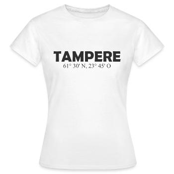 Tampere - Finland - Coordinates - Longitude - Women's T-Shirt - white - Front - AI Model Female 172 dark (172cm)