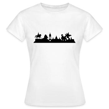 Hannover // Skyline // Silhouette // Skylineshirt - Frauen T-Shirt - Weiß - Vorne - AI Model Female 172 dark (172cm)
