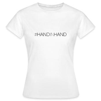 #HANDINHAND Hand in Hand - Frauen T-Shirt - Weiß - Vorne - AI Model Female 172 dark (172cm)