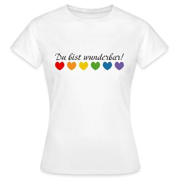 Regenbogenherzchen du bist wunderbar - Frauen T-Shirt - Weiß - Vorne - AI Model Female 172 dark (172cm)