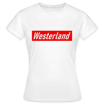 Westerland - Slogan - Deutschland - Germany - Sylt - Frauen T-Shirt - Weiß - Vorne - AI Model Female 172 dark (172cm)