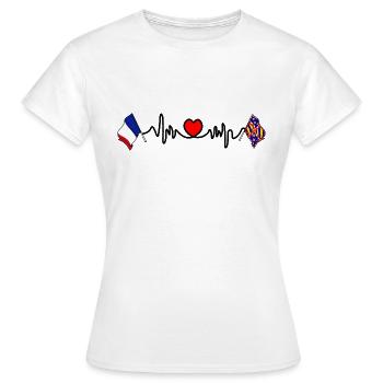 Cardio-Herz mit Flagge Frankreich, Burgund - Frauen T-Shirt - Weiß - Vorne - AI Model Female 172 dark (172cm)