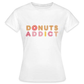 Donuts süchtig rosa Karamell - Frauen T-Shirt - Weiß - Vorne - AI Model Female 172 dark (172cm)
