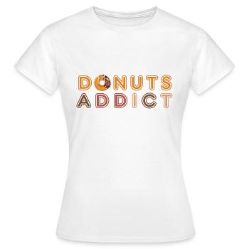 Donuts addict choco beads - T-shirt Femme - blanc - Devant - AI Model Female 172 dark (172cm)