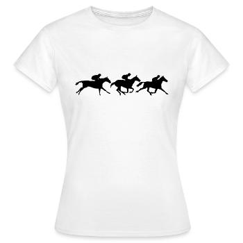 Pferderennen Gruppenanimation - Frauen T-Shirt - Weiß - Vorne - AI Model Female 172 dark (172cm)