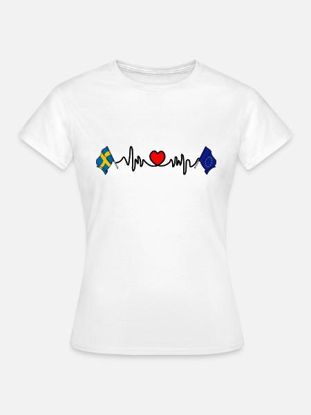 Cardio Heart mit Flagge Schweden, Europa - Frauen T-Shirt - Weiß