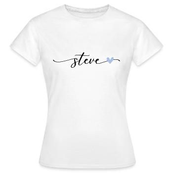 Steve Name Police de calligraphie - T-shirt Femme - blanc - Devant - AI Model Female 172 dark (172cm)