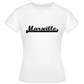 écrit marseille - T-shirt Femme - blanc - Devant - AI Model Female 172 dark (172cm)