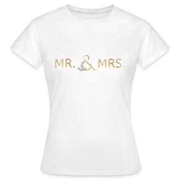 Mr. & Mrs. Eukalyptus personalisierbar - Frauen T-Shirt - Weiß - Vorne - AI Model Female 172 dark (172cm)