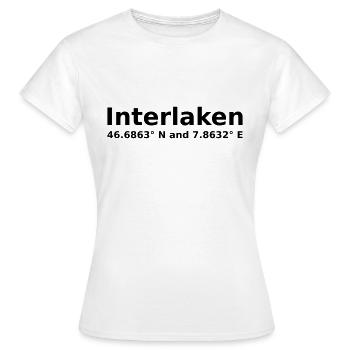 Interlaken - with geo coordinates horizontal - Women's T-Shirt - white - Front - AI Model Female 172 dark (172cm)