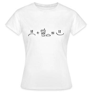 Unhappy Plus Breakfast is Happy - Coffee Croissant - Women's T-Shirt - white - Front - AI Model Female 172 dark (172cm)