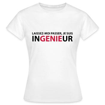 Laissez-Moi passer, je suis ingenieur - T-shirt Femme - blanc - Devant - AI Model Female 172 dark (172cm)