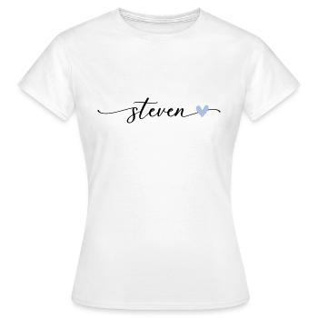 Steven Name Calligraphy Font - Women's T-Shirt - white - Front - AI Model Female 172 dark (172cm)