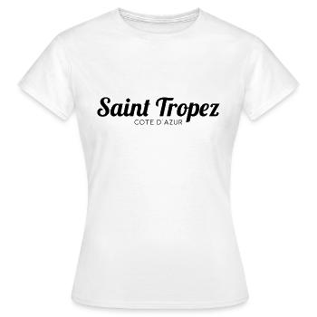 Saint Tropez - France - Cote d’Azur - T-shirt Femme - blanc - Devant - AI Model Female 172 dark (172cm)