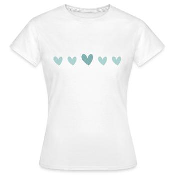 turquoise hearts - Women's T-Shirt - white - Front - AI Model Female 172 dark (172cm)