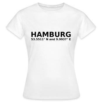 Hamburg - with geo coordinates horizontal - Women's T-Shirt - white - Front - AI Model Female 172 dark (172cm)