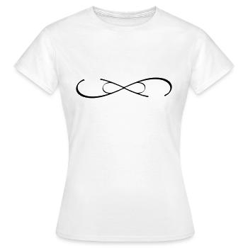 personalisierbar Doppel Infinity Symbol mit Namen - Frauen T-Shirt - Weiß - Vorne - AI Model Female 172 dark (172cm)