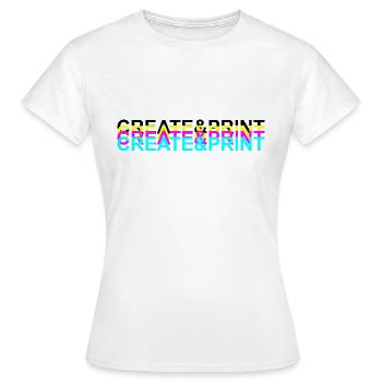 Erstellen & Drucken (schwarzer Text) - Frauen T-Shirt - Weiß - Vorne - AI Model Female 172 dark (172cm)