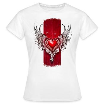 Seraphic Affection: Winged Heart - Women's T-Shirt - white - Front - AI Model Female 172 dark (172cm)