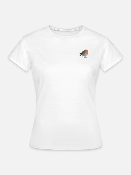 Rotkehlchen Vogel Grafik / Illustration - Frauen T-Shirt - Weiß