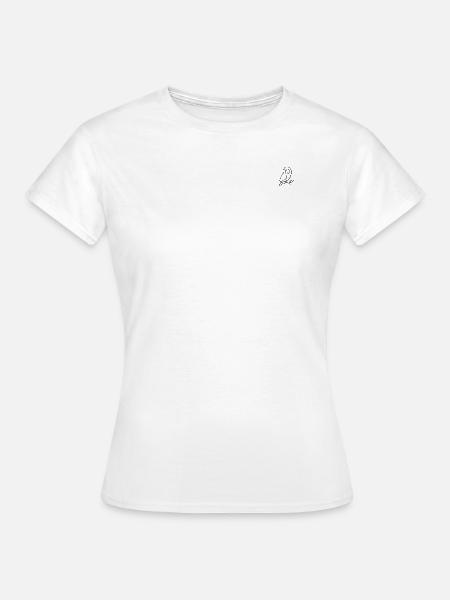 Minimalistische Eule auf Ast – Line Art Design - Frauen T-Shirt - Weiß