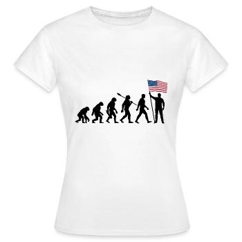 Amerika - USA - Evolution - Flagge - Nation - Frauen T-Shirt - Weiß - Vorne - AI Model Female 172 dark (172cm)