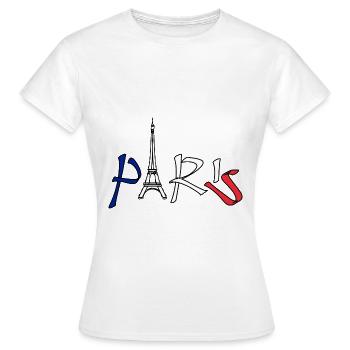 Paris France T-shirt - T-shirt Femme - blanc - Devant - AI Model Female 172 dark (172cm)