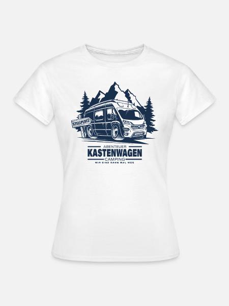 Kastenwagen Camping Badge - Frauen T-Shirt - Weiß