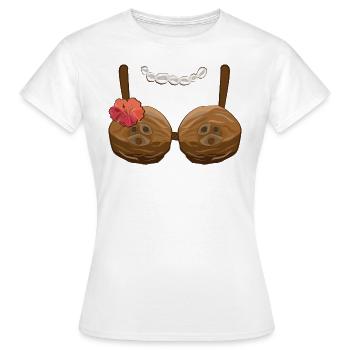 Kokosnuss BH Coconut Bra Kokosnüsse Kostüm Hawaii - Frauen T-Shirt - Weiß - Vorne - AI Model Female 172 dark (172cm)