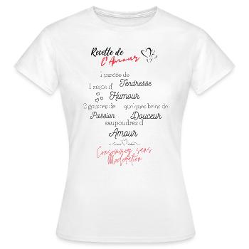 Recette de l'amour - T-shirt Femme - blanc - Devant - AI Model Female 172 dark (172cm)