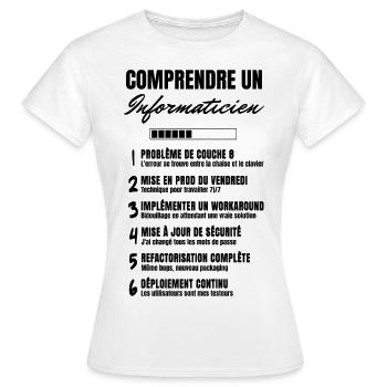 "Comprendre un informaticien" - T-shirt Femme - blanc - Devant - AI Model Female 172 dark (172cm)