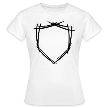 Schild / Wappen Symbol. Hand gezeichnet. Vorlage - Frauen T-Shirt - Weiß - Vorne - AI Model Female 172 dark (172cm)