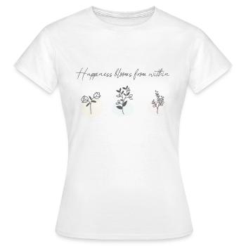 happiness blooms - Women's T-Shirt - white - Front - AI Model Female 172 dark (172cm)