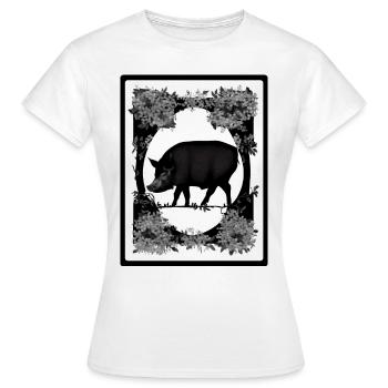Sanglier dans les fleurs - T-shirt Femme - blanc - Devant - AI Model Female 172 dark (172cm)