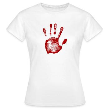 Die blutige Hand. Geschenk - Frauen T-Shirt - Weiß - Vorne - AI Model Female 172 dark (172cm)