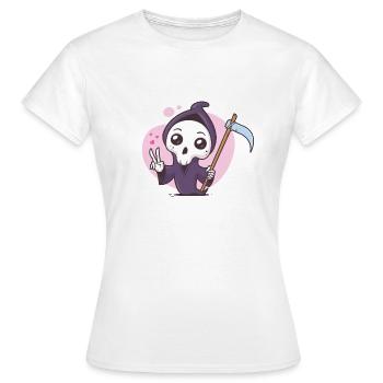 Kawaii Grim Reaper - Women's T-Shirt - white - Front - AI Model Female 172 dark (172cm)